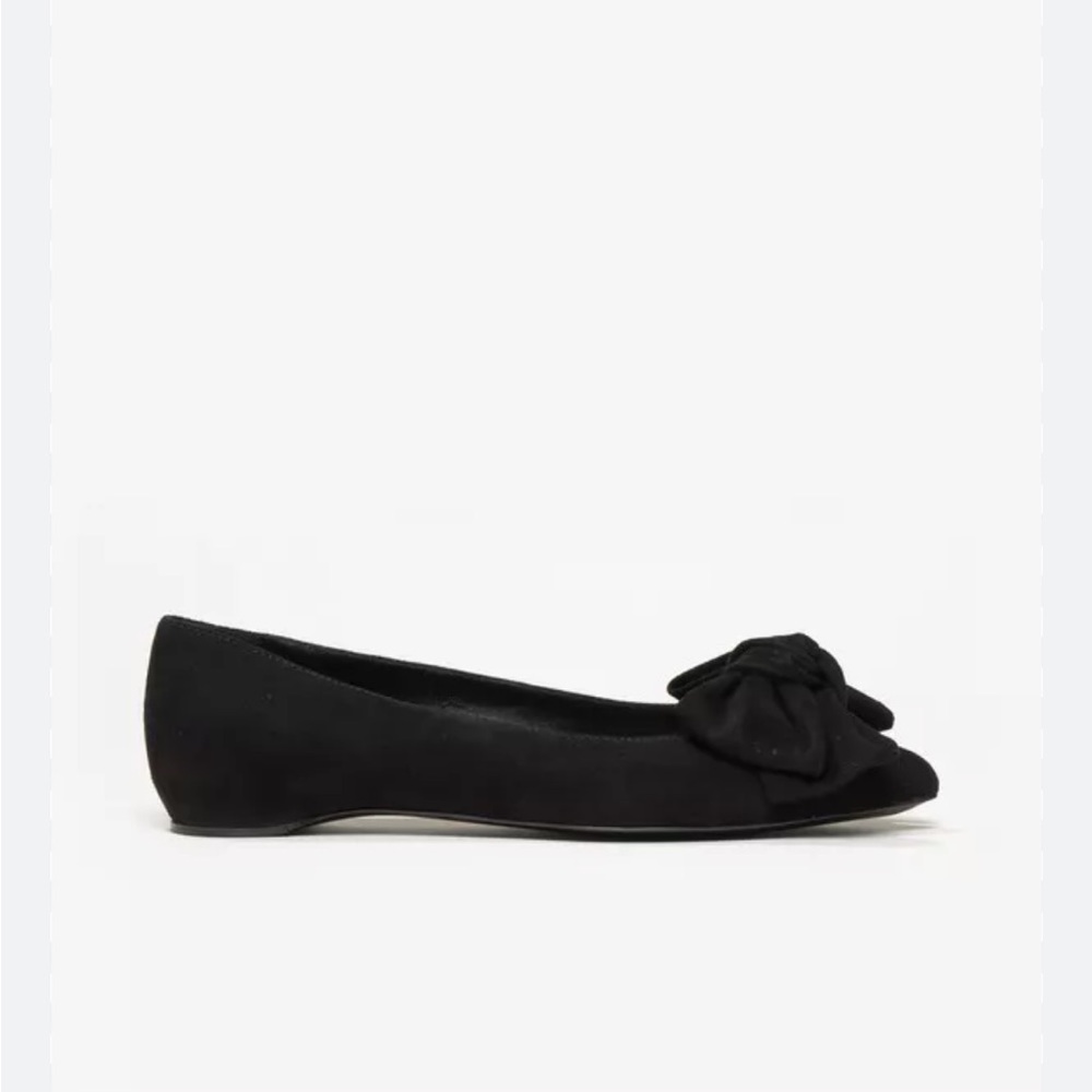 M. Gemi Italian made Esatto Sueded bow flats in noir size 38 eu 7 us